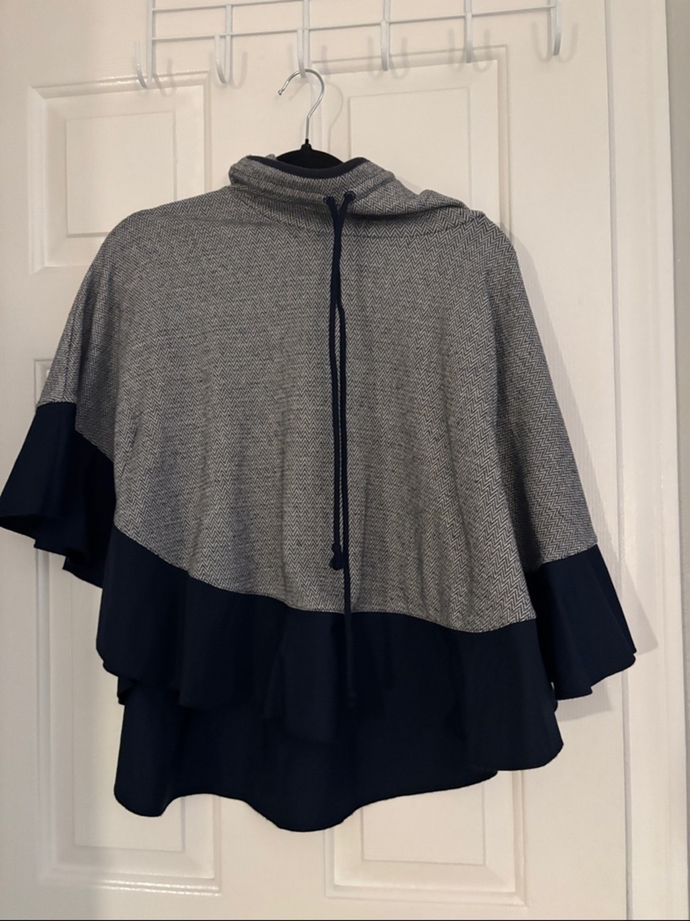 See By Chloé Navy and Cream Herringbone Sweater